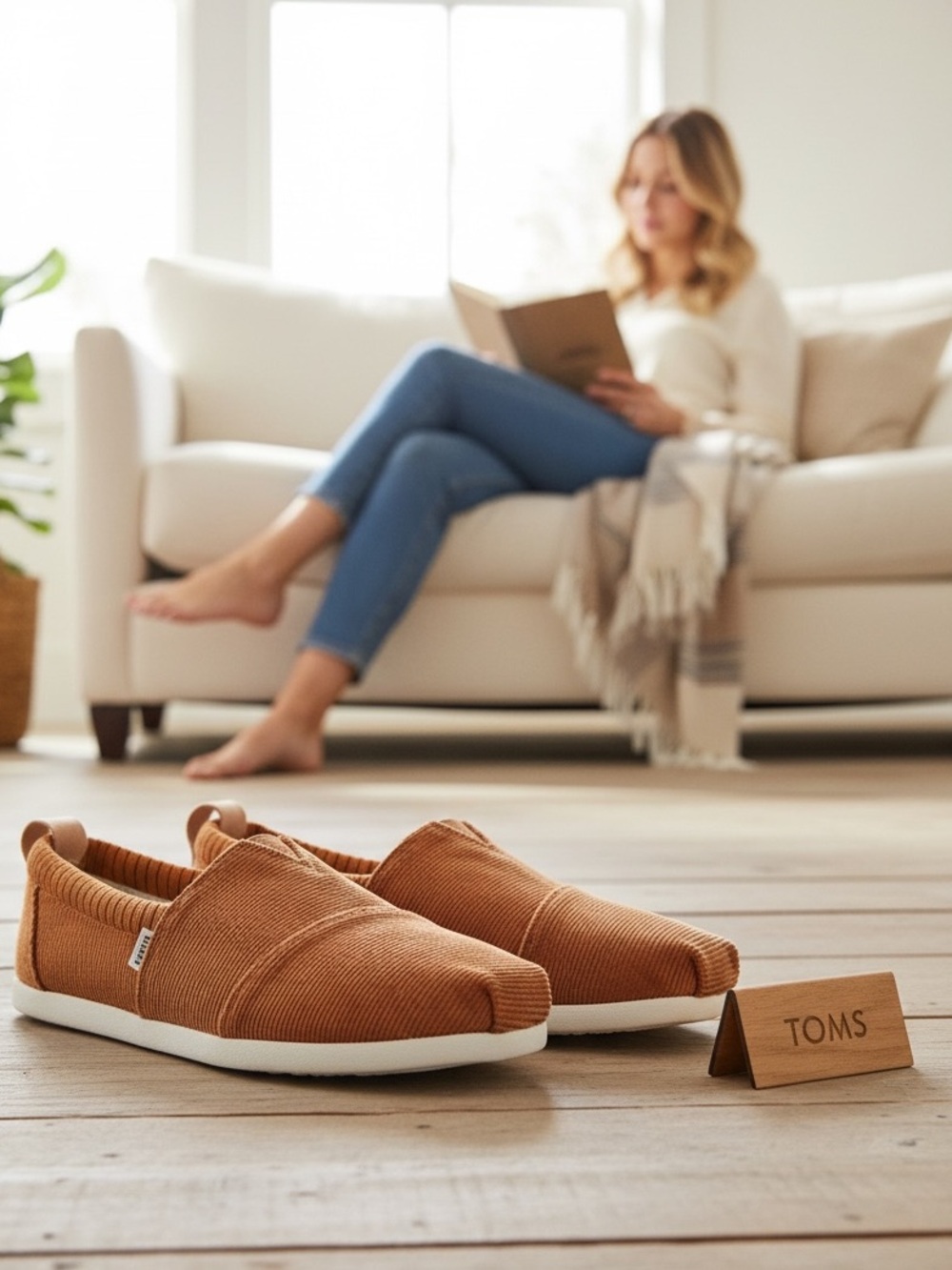TOMS Women's Corduroy Slip-On Platform Sneakers - Burnt Orange, Size US 7